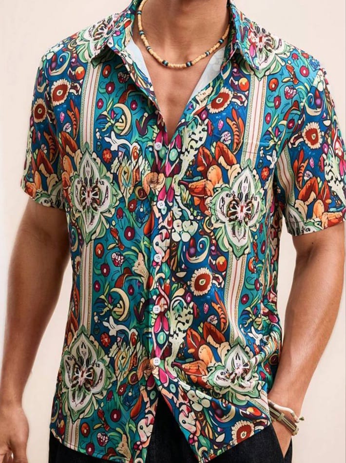 Uptown Funky VCAY Men's 3Casual Short Sleeve Floral Shirt